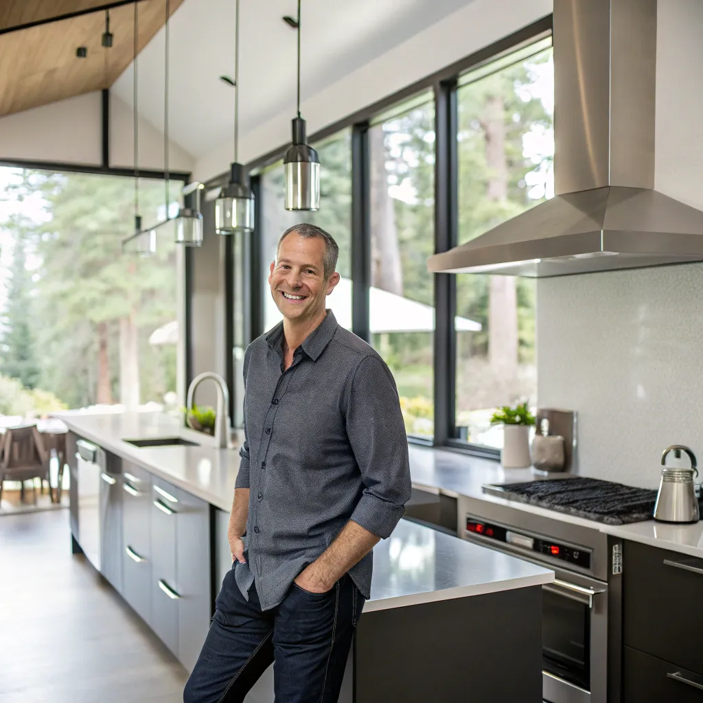 John Bennett in his modern kitchen