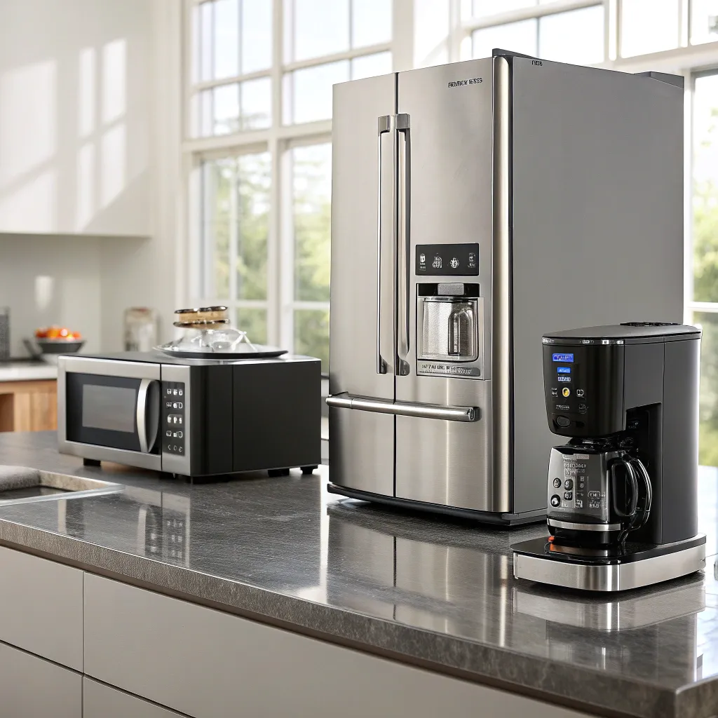 Modern kitchen appliances displayed on a countertop