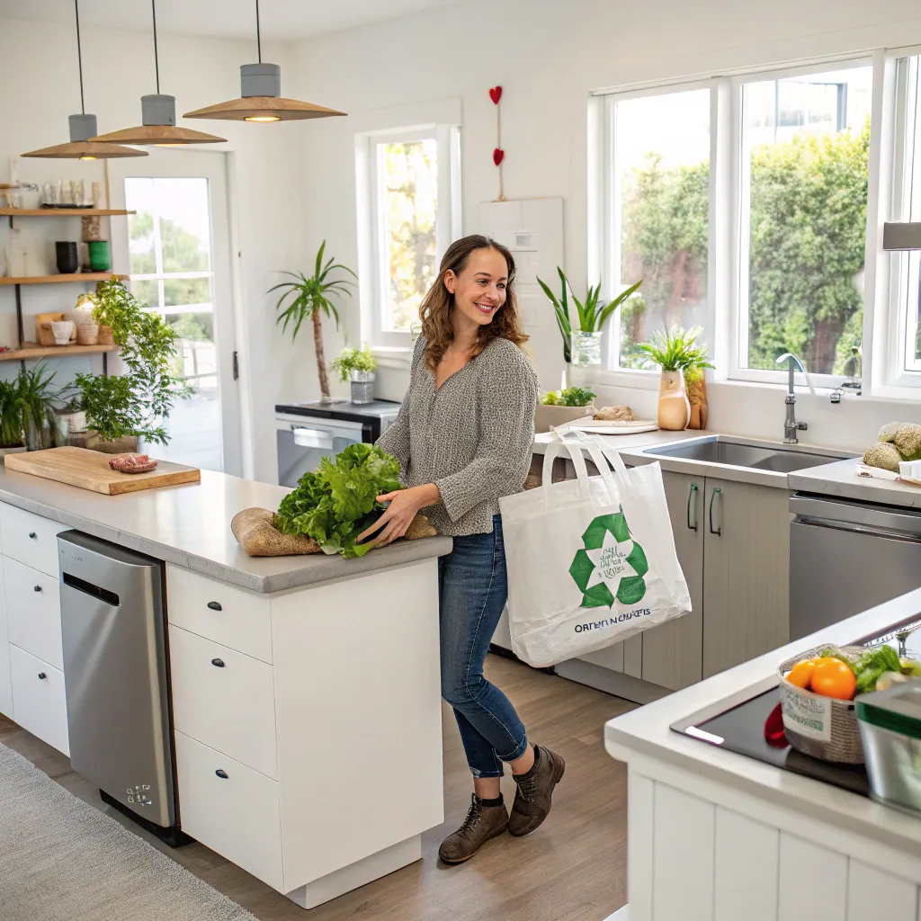 Sophia Thompson in her eco-friendly kitchen